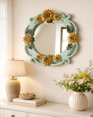 sculpted sunflower wall mirror Van Gogh inspired