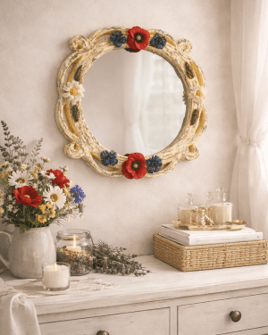 Sculpted Impressionist Floral Mirror Van Gogh Style