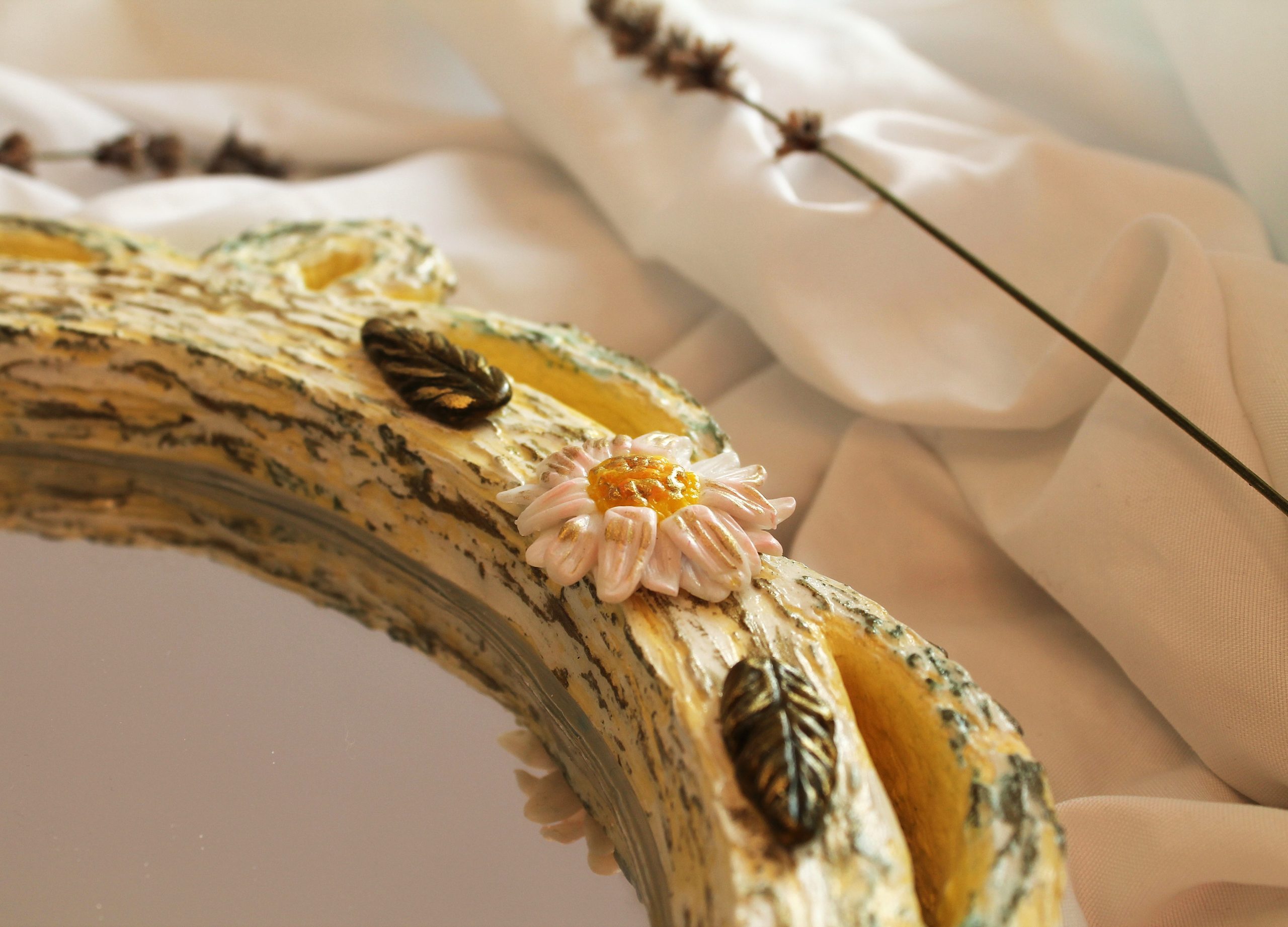 Yellow Van Gogh Inspired Mirror - Custom Floral Mirror with Magnetic Poppies, Cornflowers, Daisies (27x27 cm) - Image 7