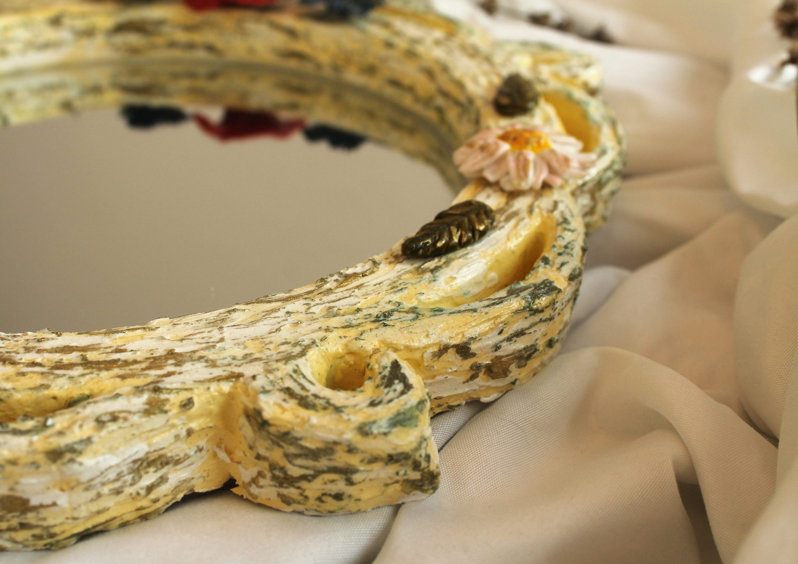 Yellow Van Gogh Inspired Mirror - Custom Floral Mirror with Magnetic Poppies, Cornflowers, Daisies (27x27 cm) - Image 4