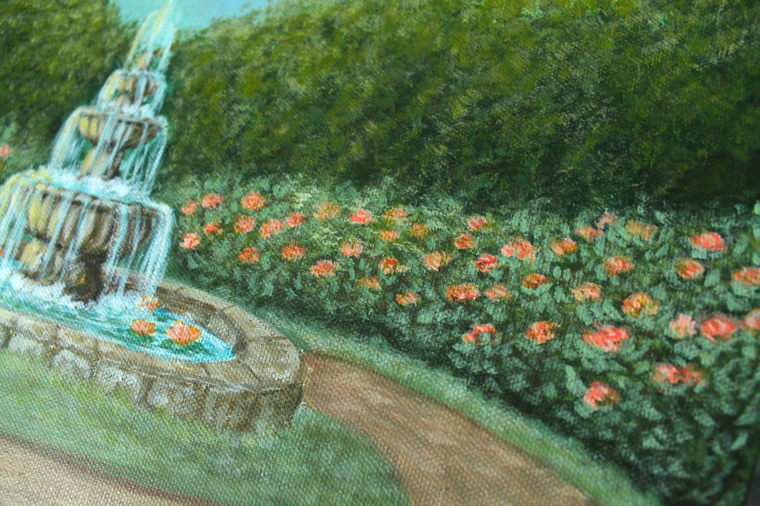 Fountain of Love - Romantic Cottagecore Oval Acrylic Painting (40x50 cm) - Image 6