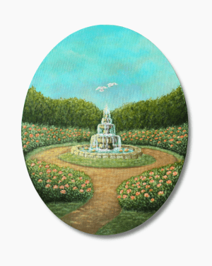 Whimsical Garden Painting -Cottagecore Fountain of Love 2026