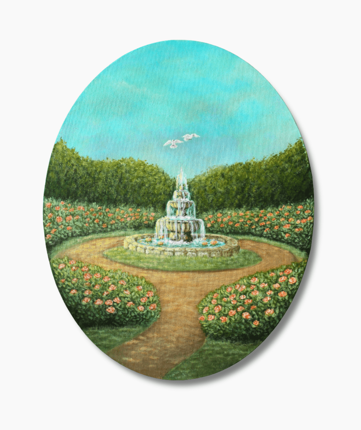 Whimsical Garden Painting -Cottagecore Fountain of Love 2026