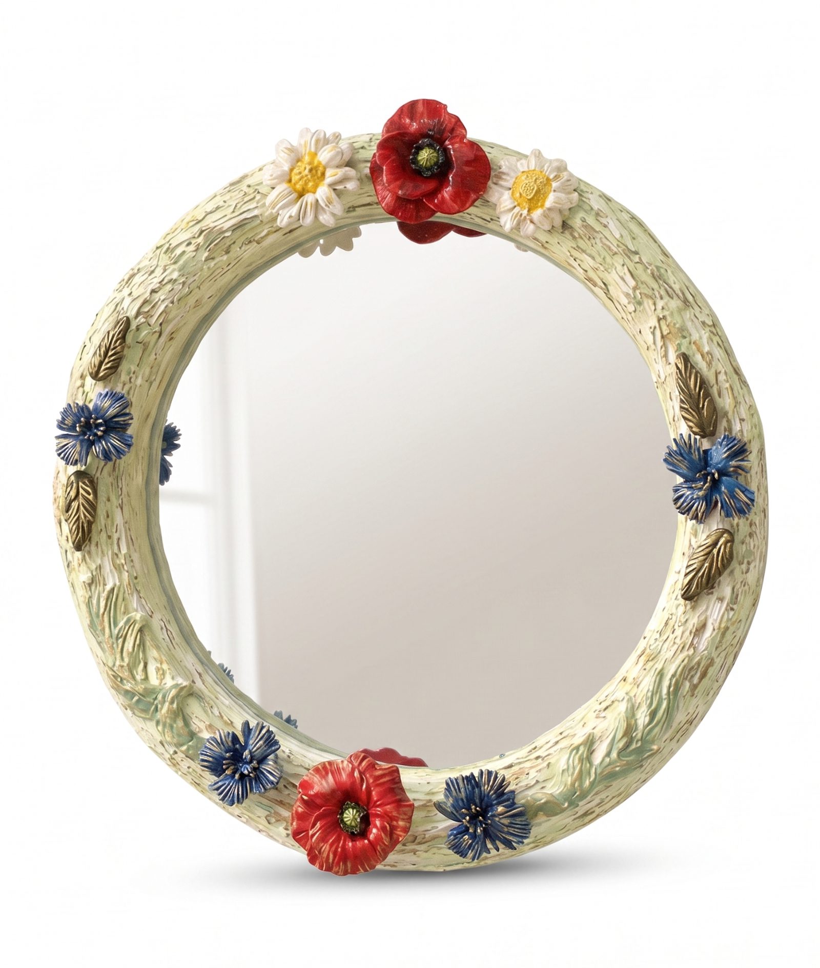 Sculpted Cornflowers and Poppies Mirror | Vibrant Art 2026
