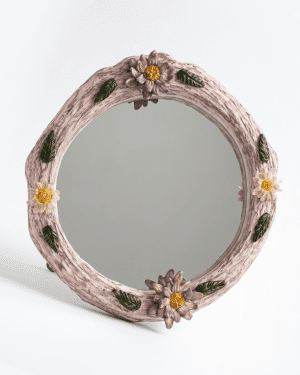 Sculpted Pink Roses Wall Mirror | Exquisite Art 2026