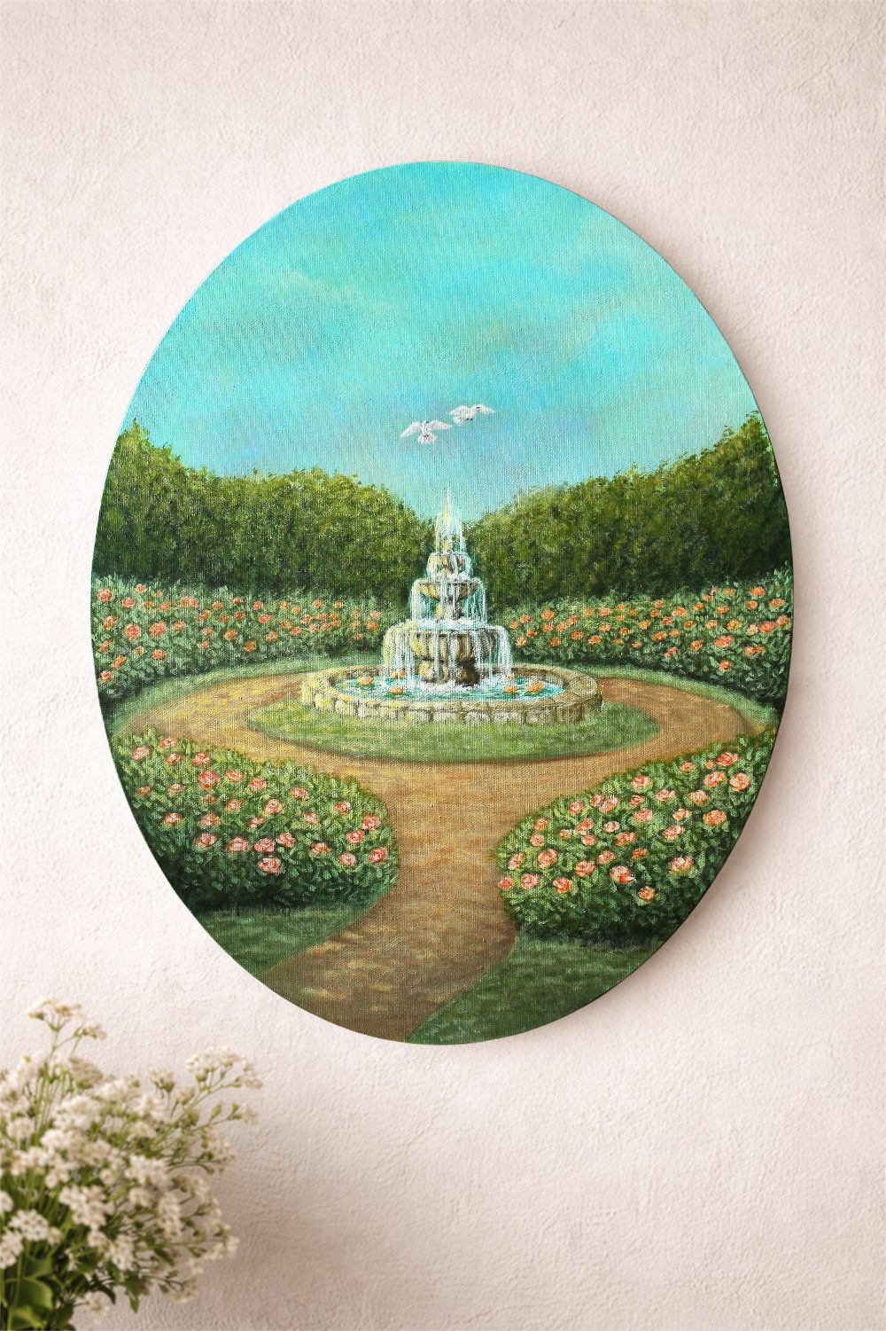 Whimsical Garden Painting -Cottagecore Fountain of Love 2026