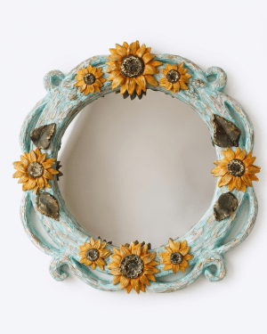 sculpted sunflower wall mirror Van Gogh inspired