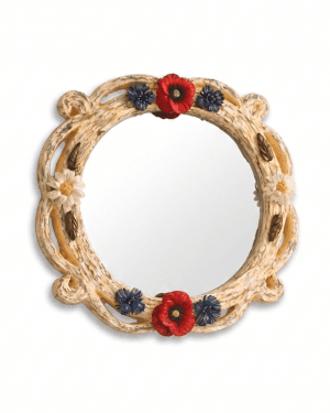 Yellow Van Gogh Inspired Mirror - Custom Floral Mirror with Magnetic Poppies, Cornflowers, Daisies (27x27 cm)