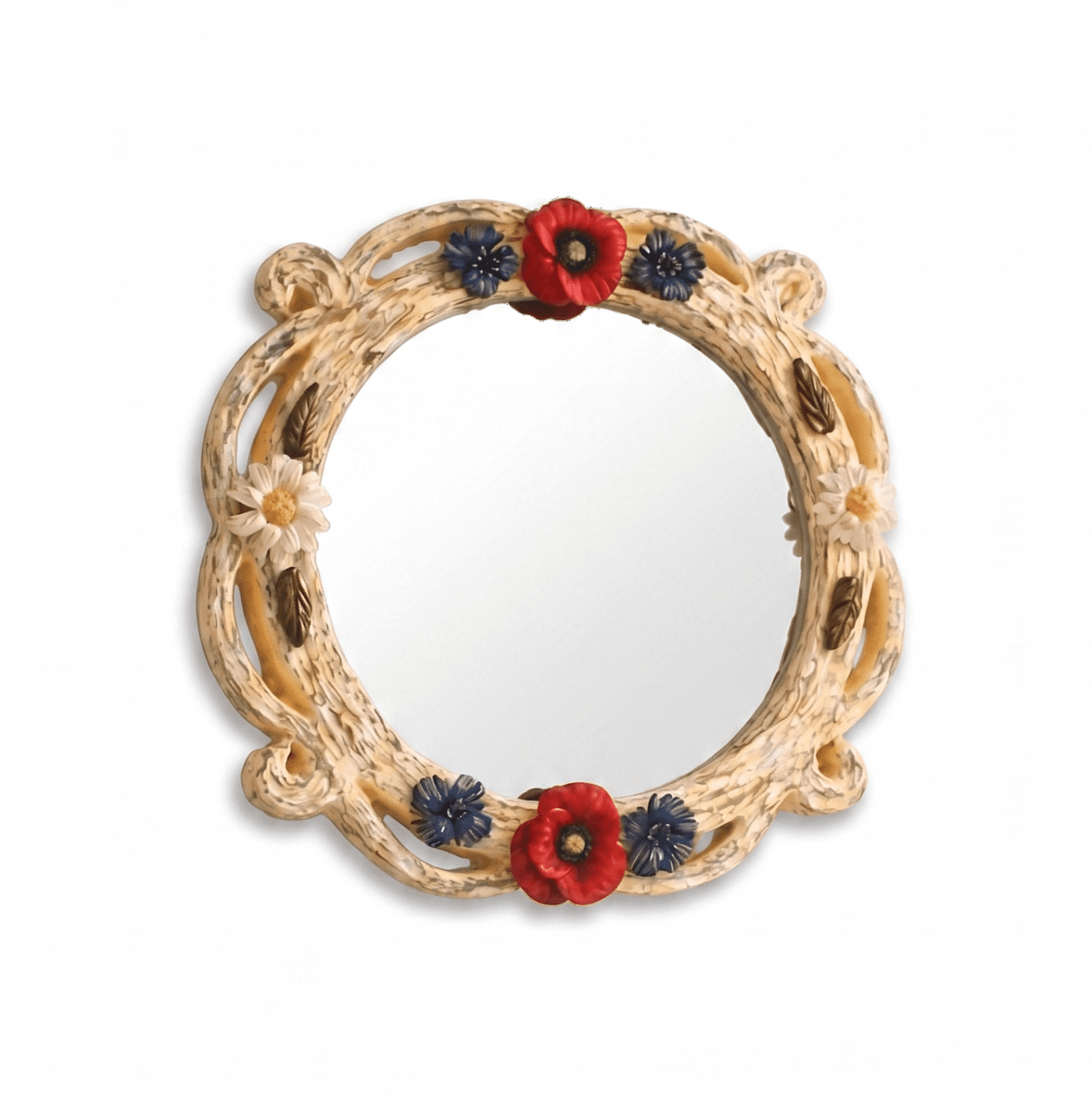 Yellow Van Gogh Inspired Mirror - Custom Floral Mirror with Magnetic Poppies, Cornflowers, Daisies (27x27 cm)