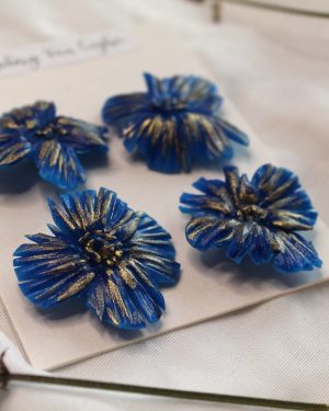 Hand-sculpted magnetic cornflower 3D blue flower for mirror decoration 2 cm