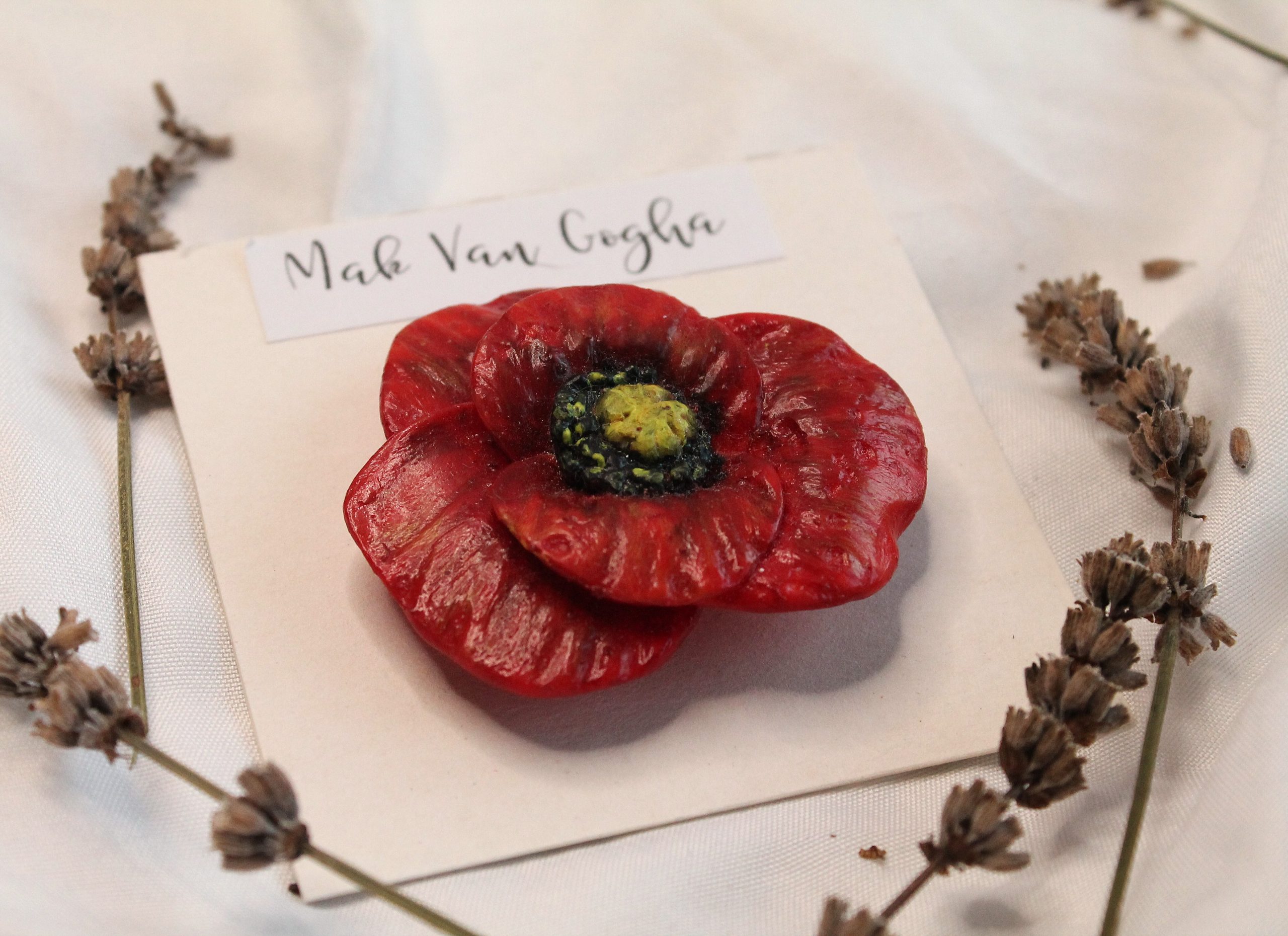 Sculpted Red Poppie Magnet Van Gogh Inspired