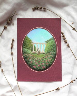 Garden of Roses Art Postcard | Mini Print on 300g Watercolour Paper | Handmade Wall Decor