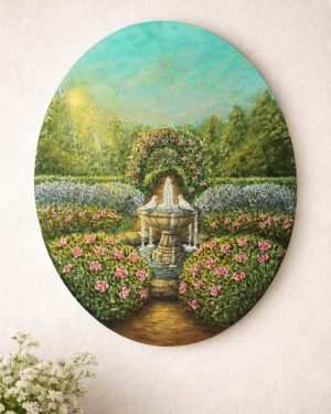 Breathtaking Original Acrylic Painting on Oval Canvas - Lover's Path 40x50 cm