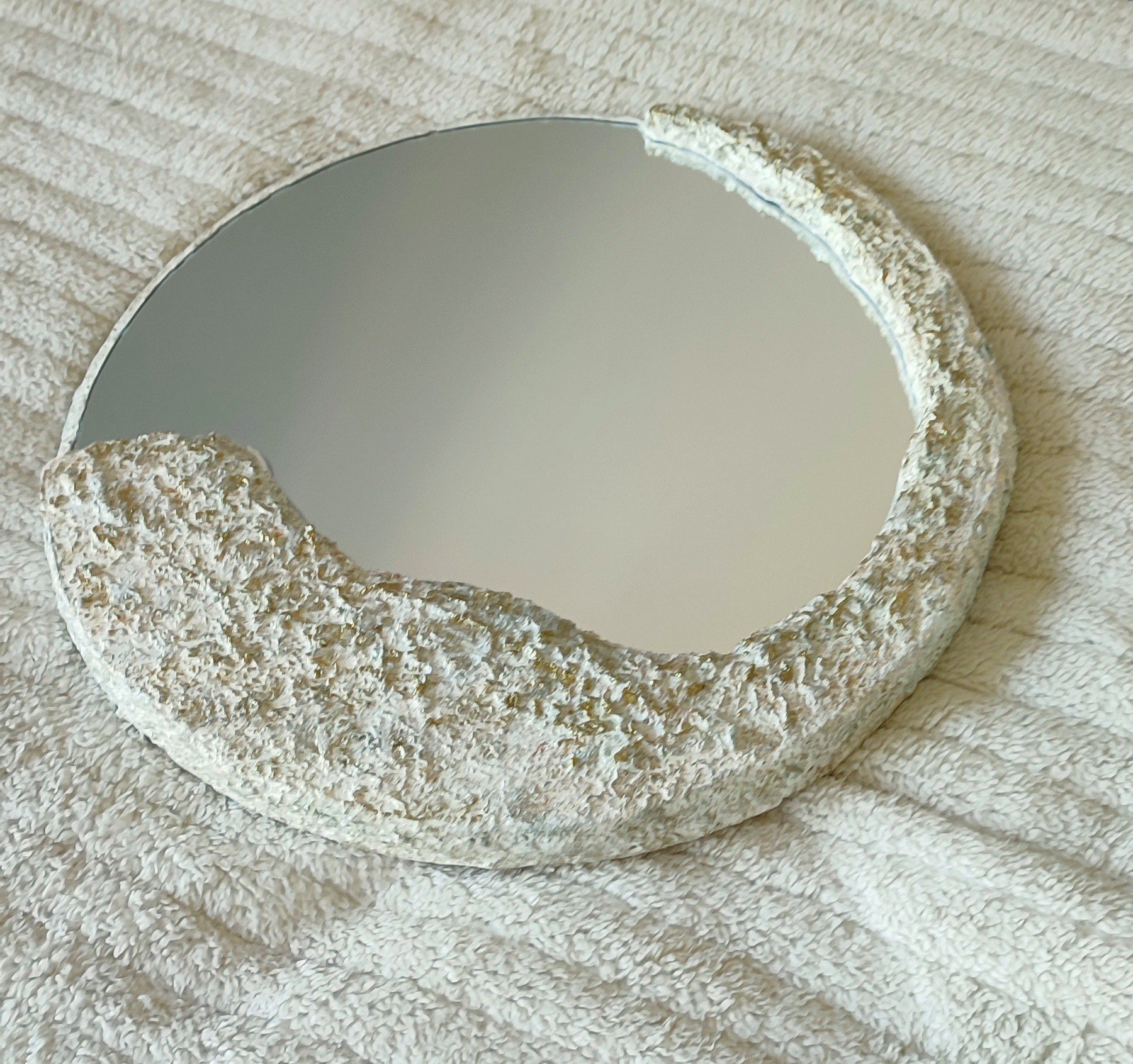 "Moonlight Rock" – Organic Japandi Mirror with Lunar Stone Texture (40x40 cm) - Image 3