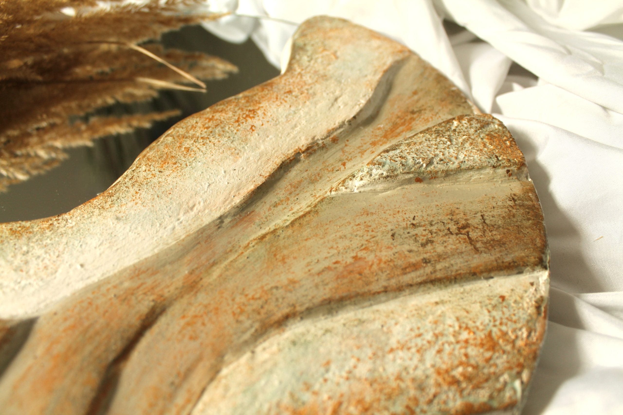 "Dune Dance" - Organic Japandi Mirror with Stone Texture (40x40 cm) - Image 5