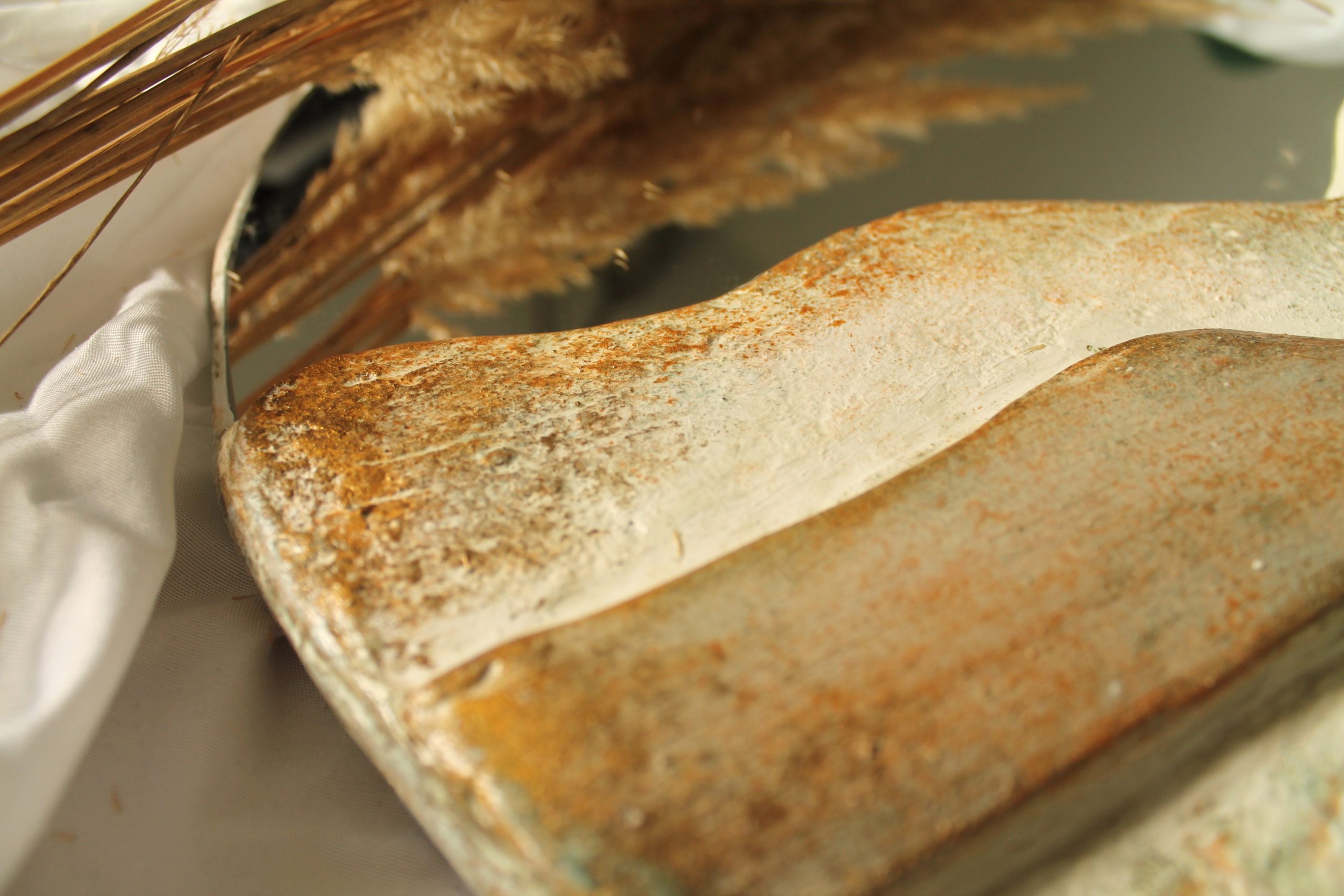 "Dune Dance" - Organic Japandi Mirror with Stone Texture (40x40 cm) - Image 6