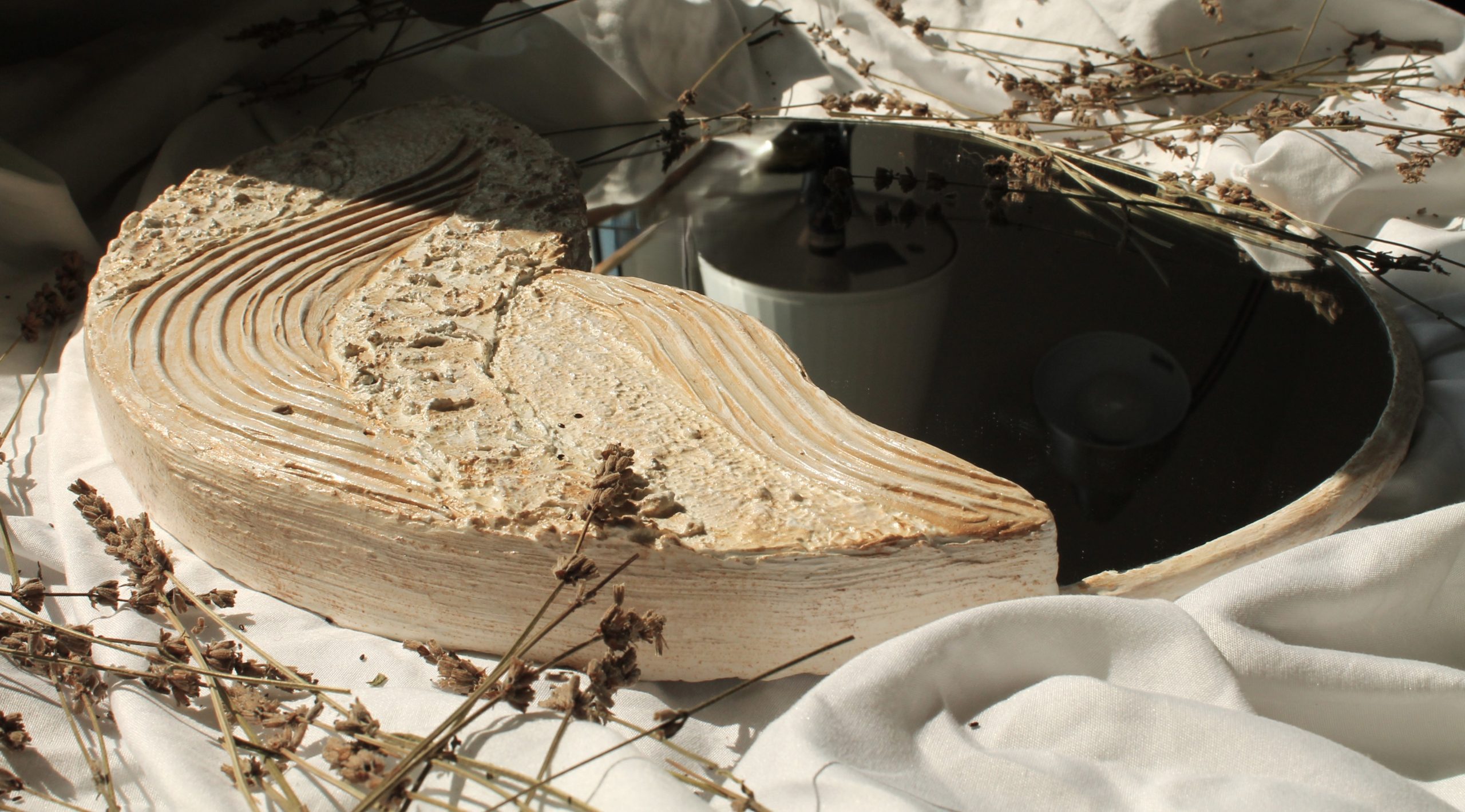 "Desert Dust" – Organic Japandi Mirror with Stone Texture (40x40 cm) - Image 6