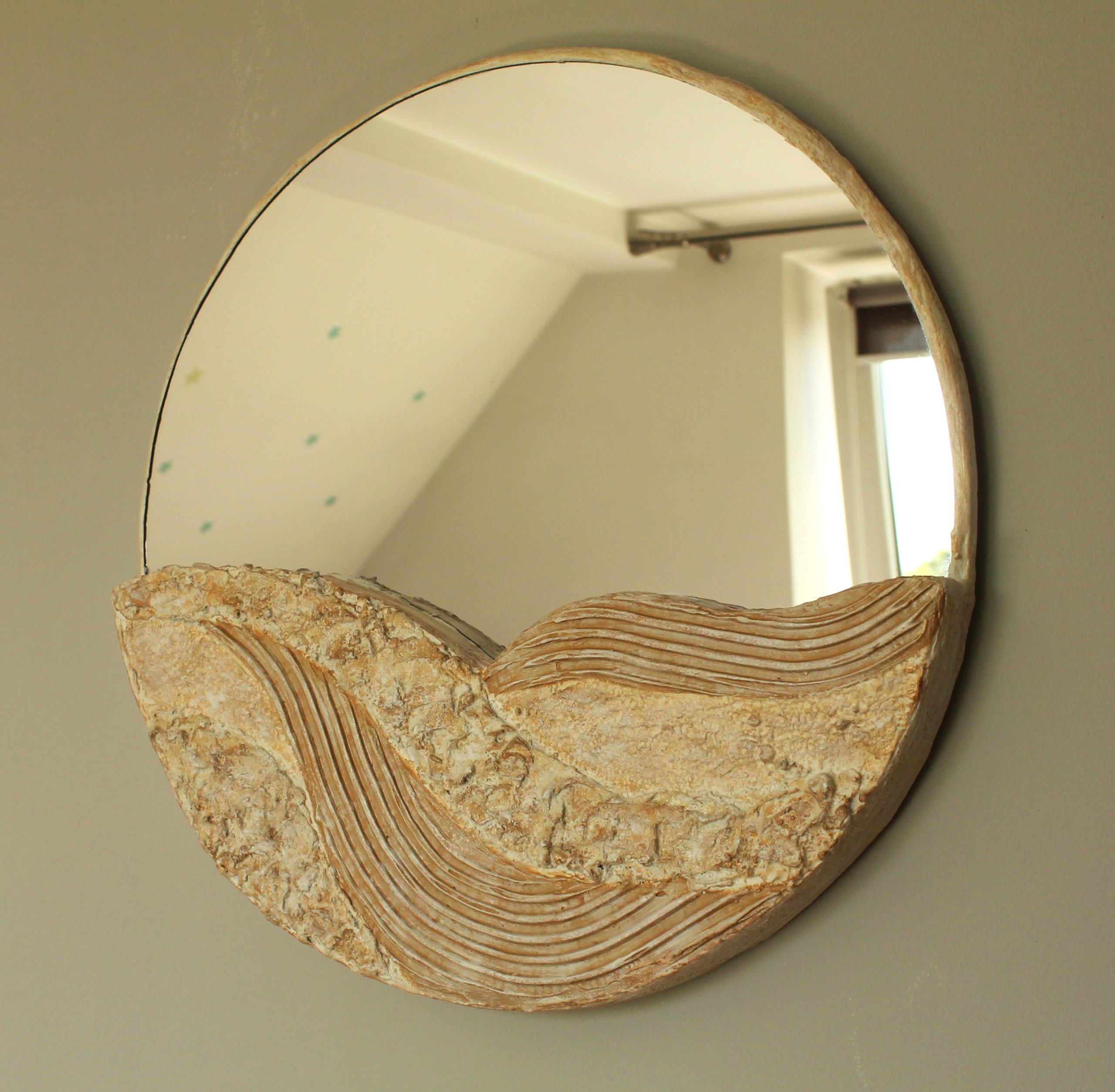"Desert Dust" – Organic Japandi Mirror with Stone Texture (40x40 cm) - Image 3