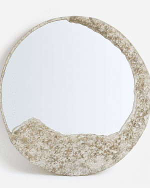 Organic Japandi Mirror Moonlight Rock lunar stone texture handcrafted